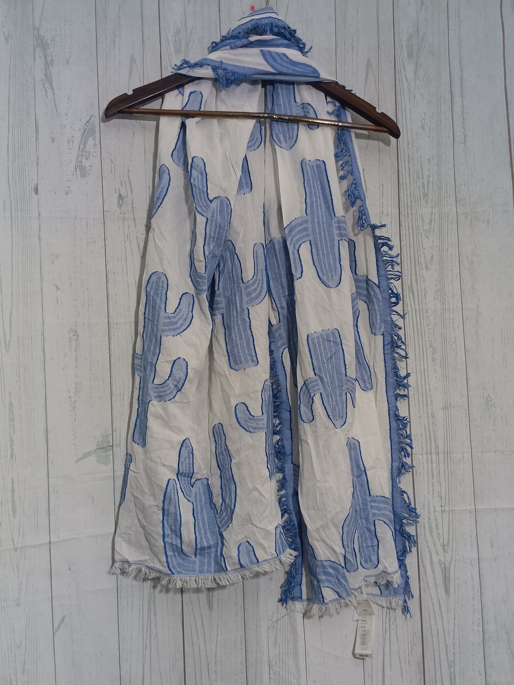 Anna & Ava Blue and White Striped Fringe Scarf
